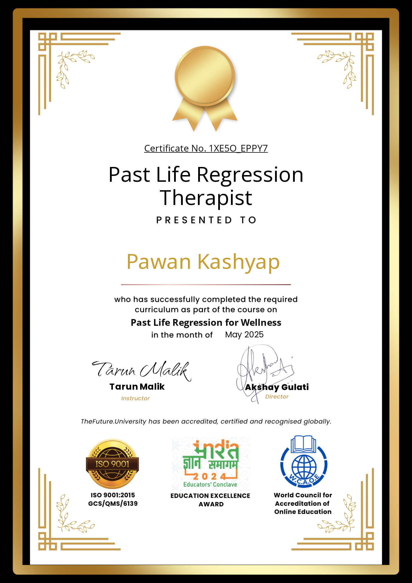 Past Life Regression Therapist Certificate