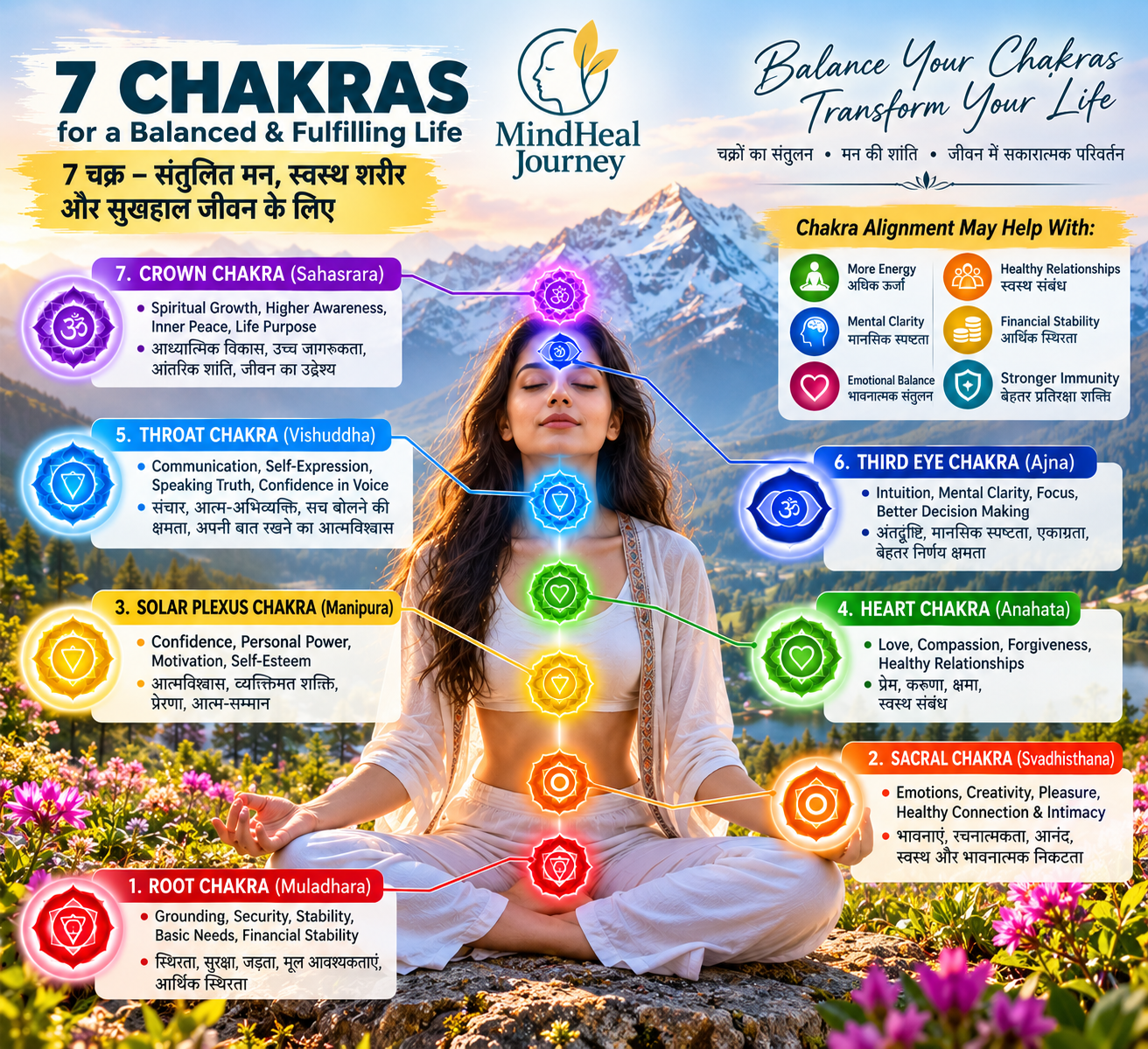 Seven chakras and traditional chakra alignment benefits